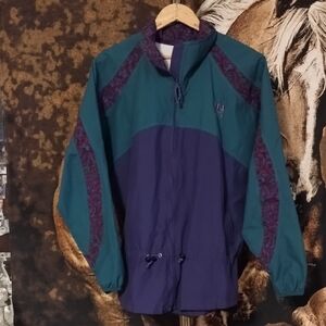 Teal and Purple Patterned Windbreaker